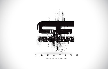 SE S E Grunge Brush Letter Logo Design in Black Colors Vector Illustration.