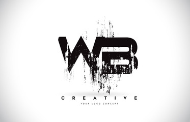Obraz premium WB W B Grunge Brush Letter Logo Design in Black Colors Vector Illustration.