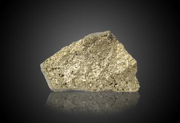 Mineral arsenopyrite on a black background