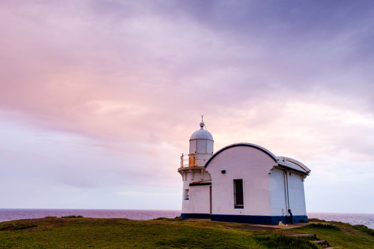 Port Macquarie Lighthouse At Sunset Also Know As The Tacking Point Lighthouse