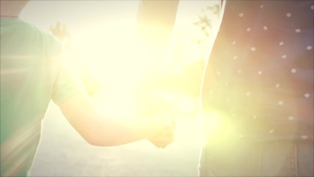 Happy family, Young happy father and son walking with son holding hands. Stock footage
