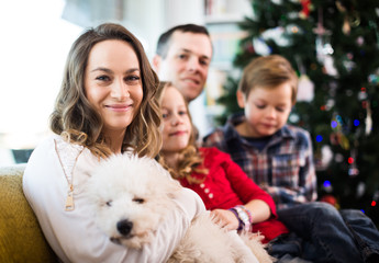 Family members spending Christmas time