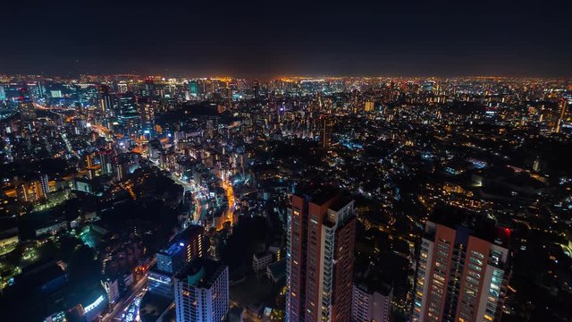 Time-lapse of Tokyo at night from Roppongi