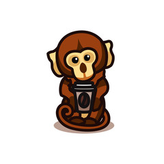 Monkey drinking coffee