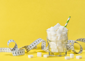 White sugar cubes measuring tape Weight control diet detox