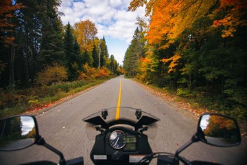 Driving Motorcycle on forest montait twisties road © Firefighter Montreal
