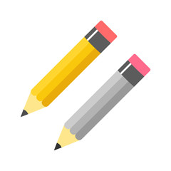 Simple, flat pencil icon. Two color variations. Isolated on white