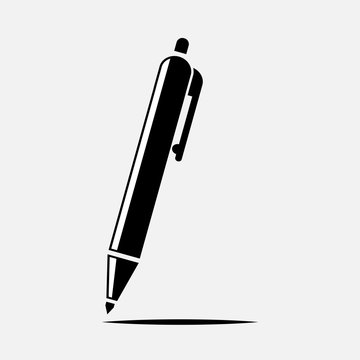 Simple, flat, black and white pen drawing a line icon. Isolated on a light-grey background