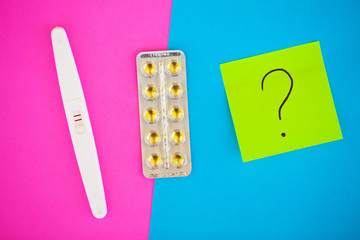 Pregnancy test. The result is positive with two strips. Treatment of infertility with pills, help...