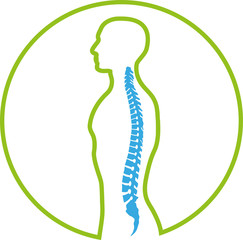 Person und Wirbelsäule, Rücken, Orthopädie, Logo, Zeichen