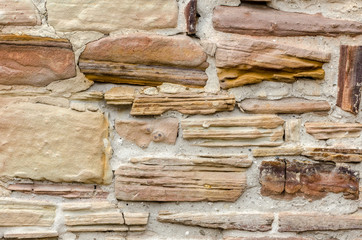 Detail of wall built from stratified sandstone. Tasmania, Australia.