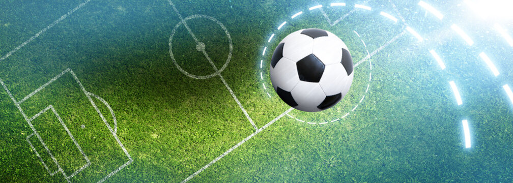 Fototapeta Ball auf dem Fussballplatz