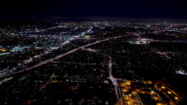 Aerial view of a Los Angeles, CA in 4K