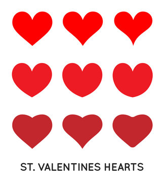Hearts Icons Set. St. Valentines Day, February. Can be used for medicine or fitness.