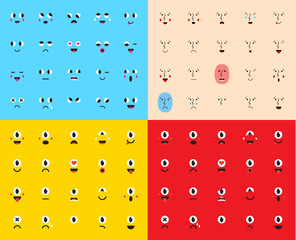 Big Set of Emoticons or Emoji for Devices. Vector Illustration.