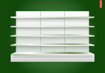 Empty Vector Store Shelves with Background. Can be used separately.