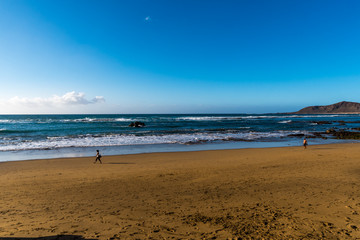 LAS PALMAS, GRAND CANARIA / SPAIN - FEBRUARY 28 2018: Las Palmas beach