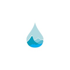 Fototapeta premium Water drop with mountain logo