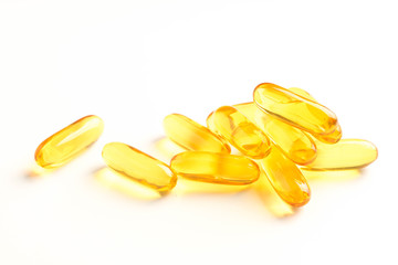 fish oil capsules isolated on white