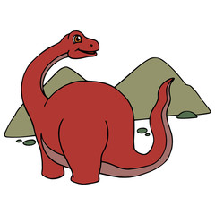 Diplodocus cartoon illustration isolated on white background for children color book