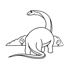 Diplodocus cartoon illustration isolated on white background for children color book