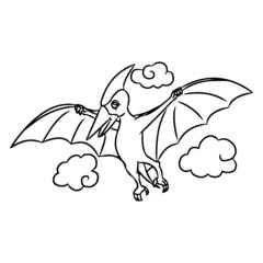 Pterodactyl cartoon illustration isolated on white background for children color book