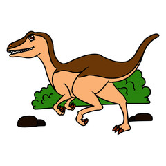 Velociraptor cartoon illustration isolated on white background for children color book