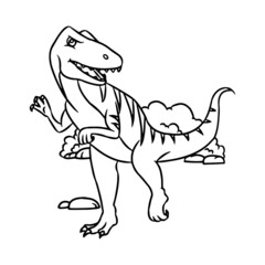Velociraptor cartoon illustration isolated on white background for children color book