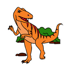 Velociraptor cartoon illustration isolated on white background for children color book