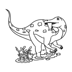 Velociraptor cartoon illustration isolated on white background for children color book