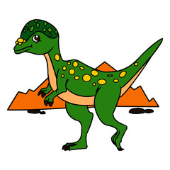 Velociraptor cartoon illustration isolated on white background for children color book