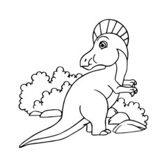 Velociraptor cartoon illustration isolated on white background for children color book