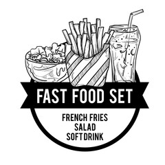 menu fastfood design template graphic drawing set