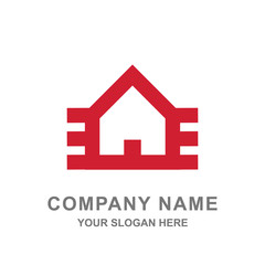 Red Building House Logo Vector 