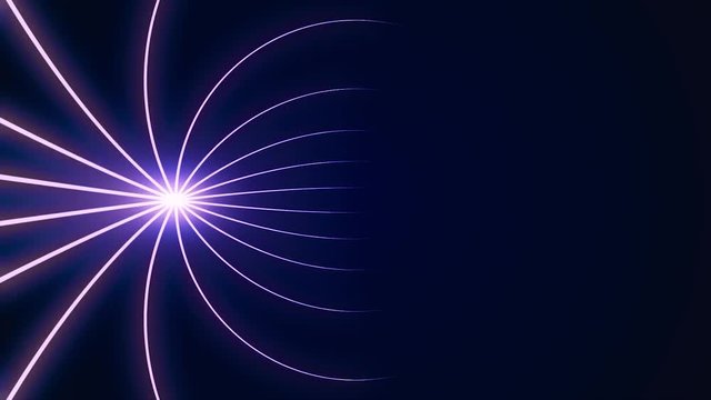 Abstract particle fail in the dark. Random small particles form horizontal abstract lines. Infinite space background. Matrix of glowing stars with illusion of depth, perspective. Small circles appear