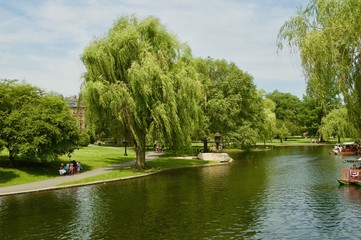 Views of the Boston Public Garden in Boston, Massachusetts.