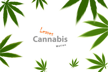Fototapeta premium Medical capsules with cannabis leaf, motion concept.