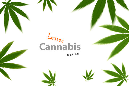 Medical capsules with cannabis leaf, motion concept.