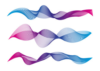 Wave of the many colored lines. Abstract wavy stripes on a white background isolated. Creative line art. Design elements created using the Blend Tool.