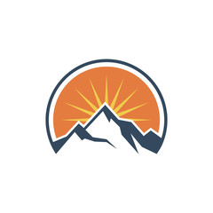 High Mountain Sunrise Adventure Logo Symbol