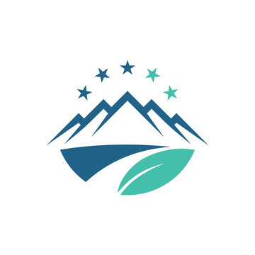 Leaf Mountain Star Logo Symbol