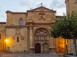 Fototapeta na wymiar Facade of the Cathedral at dawn - Santo Domingo de la Calzada, La Rioja, Spain