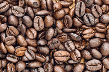 Coffee Beans Background. Close Up