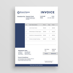 Obraz premium blue customer invoice template design