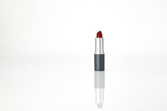 red lipstick on white