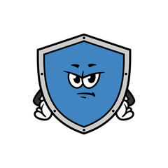 Obraz premium Cartoon Angry Shield Character