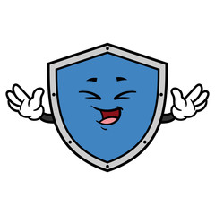 Cartoon Laughing Shield Character