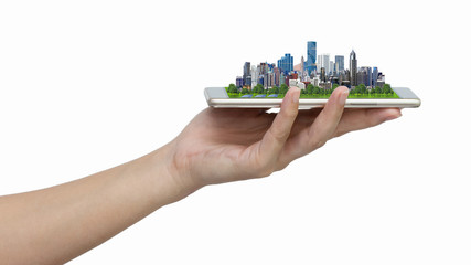 City model on smartphone. - 211714444