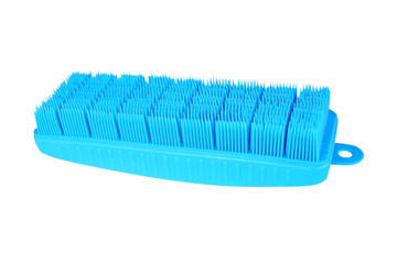 Blue plastic brush ,Cleaning clothes,Washing brush isolated on white background 
