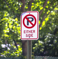 No parking on either side sign